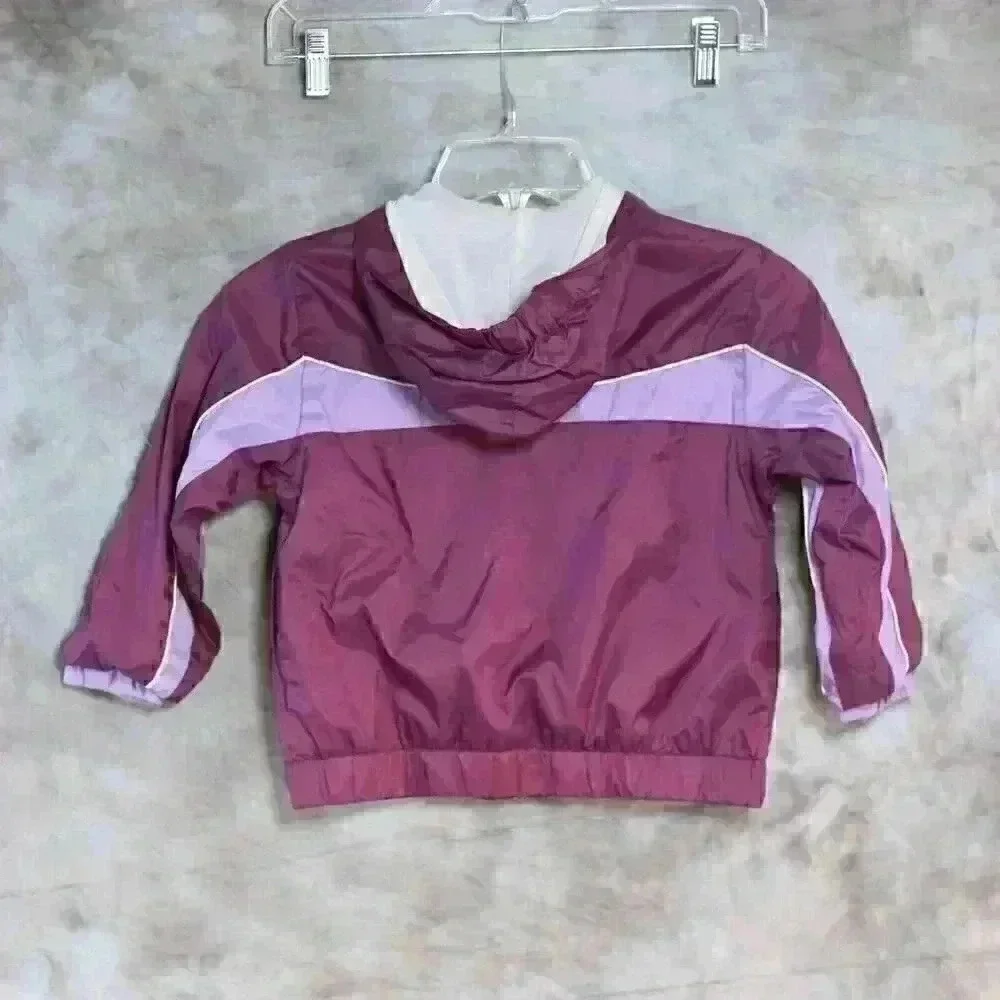 Girls PUMA size 5/M two-tone purple w/hood pockets zip lined hoodie/windbreaker